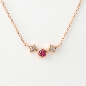 Pink tourmaline and diamond rose gold necklace